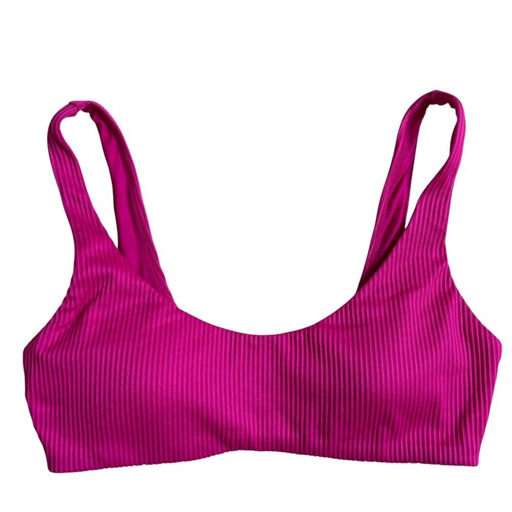 Express Ribbed Bikini Top (Hot Pink) - Large
